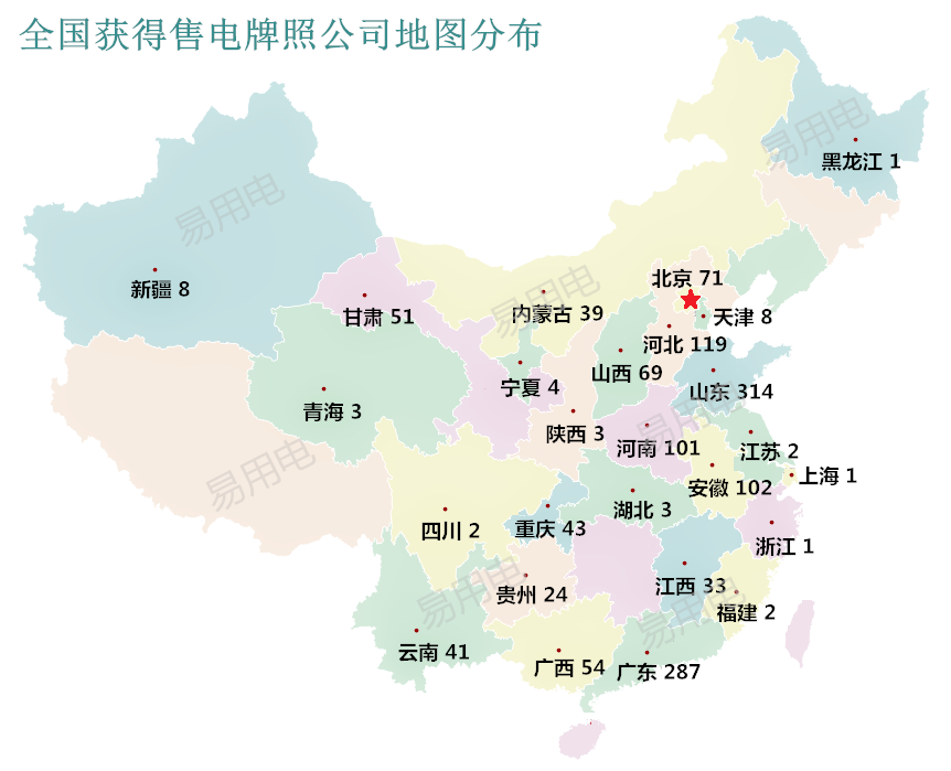 全國售電公司地區(qū)分布(實時更新)
