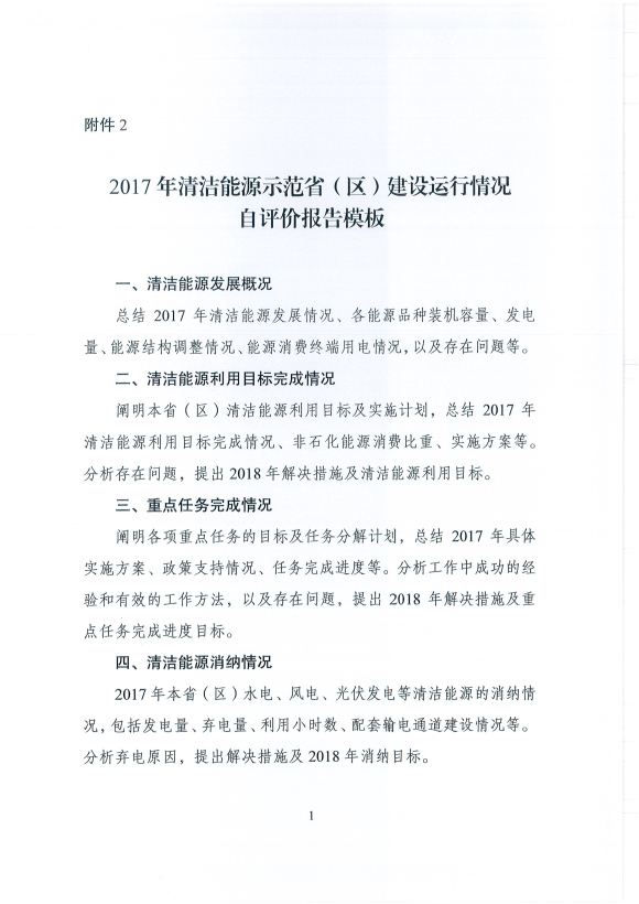 國家能源局發布建立清潔能源示范省(區)監測評價體系(試行)的通知