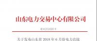 山東省2018年6月份電力直接交易（雙邊協商）結果