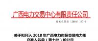 2018年廣西電力市場交易電力用戶準入公示名單(第七批)