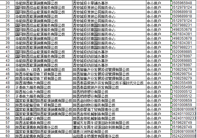 陜西2019年下半年電力直接交易售電公司代理中小用戶信息申報 65家未通過初審